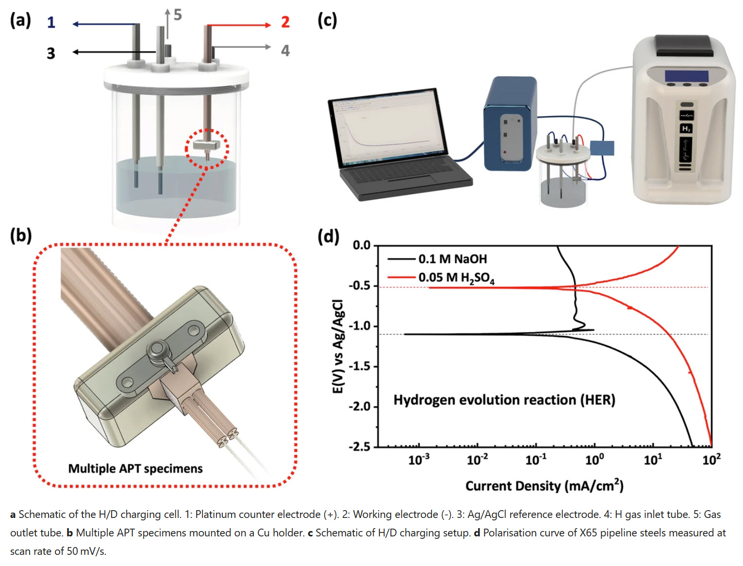 Electrochemical H/D charging setup