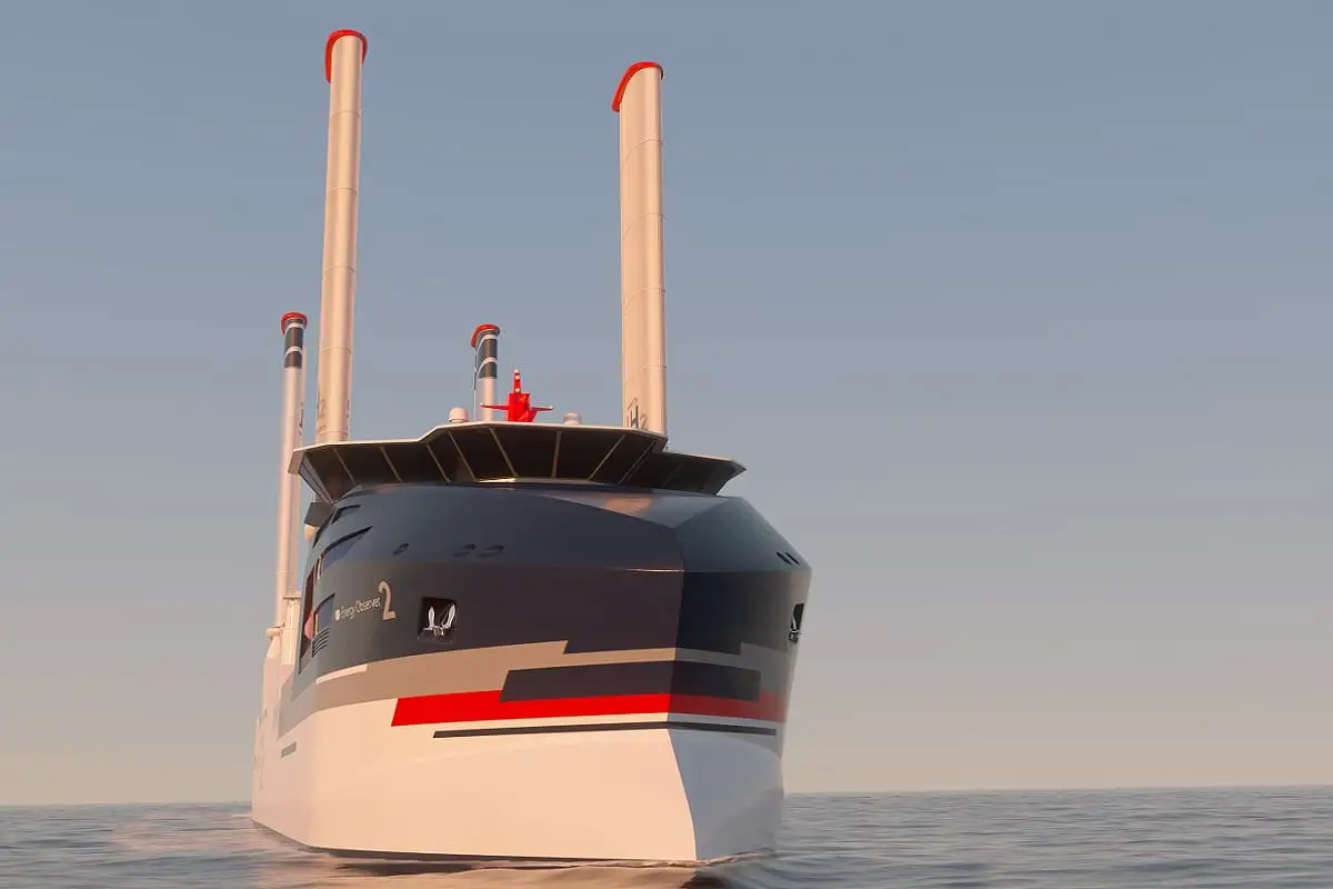 Zero-emission ship – Energy Observer 2 - on an angle